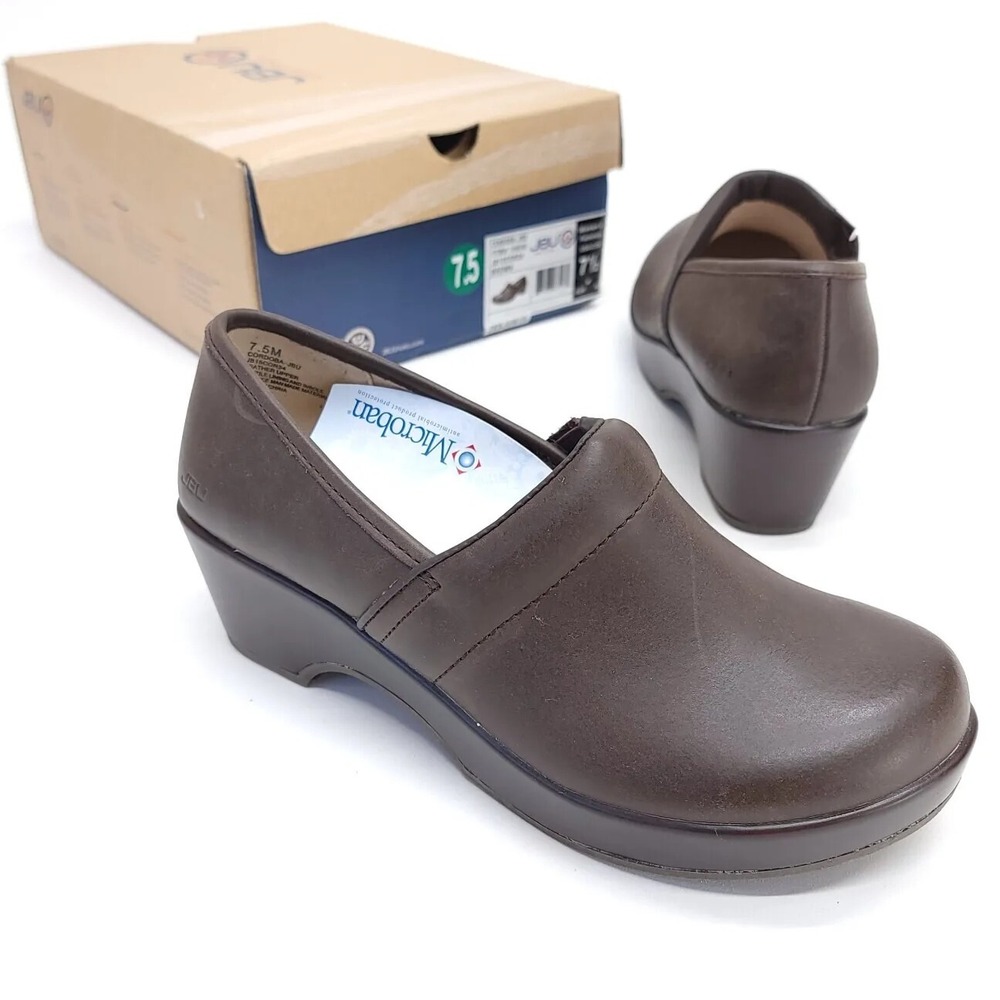 JBU Jambu Designs Womebs 7.5 M Cordoba Leather Shoes Clog‎ Brown 2" Heel New NIB